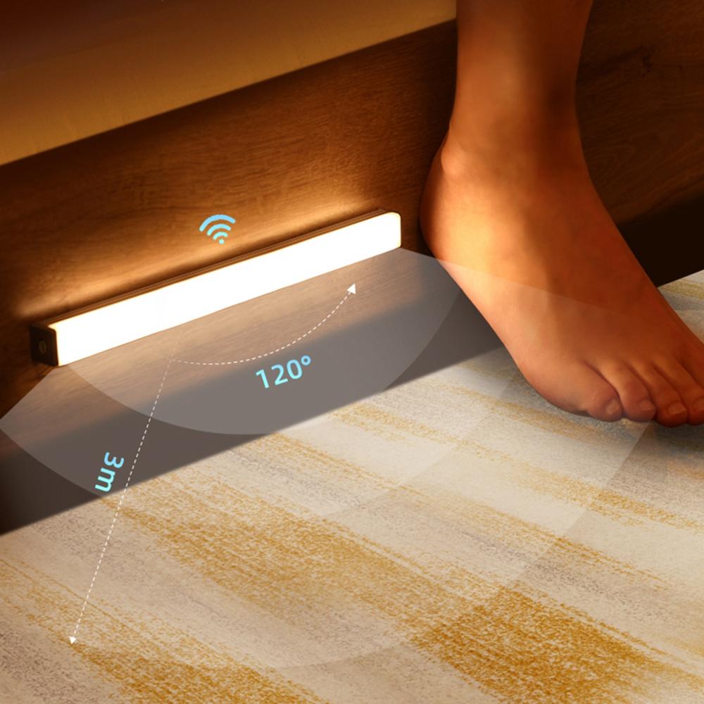 Luz nocturna LED con sensor de movimiento para la cama y el pasillo – Iluminación nocturna segura