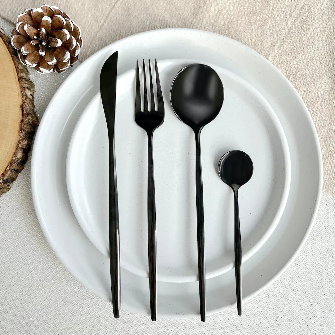 Black Modern Cutlery Set - Bold & Elegant - Unique Dining