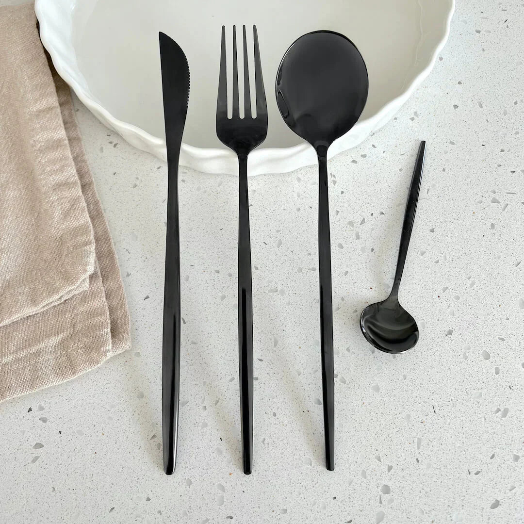 Black Modern Cutlery Set - Bold & Elegant - Unique Dining