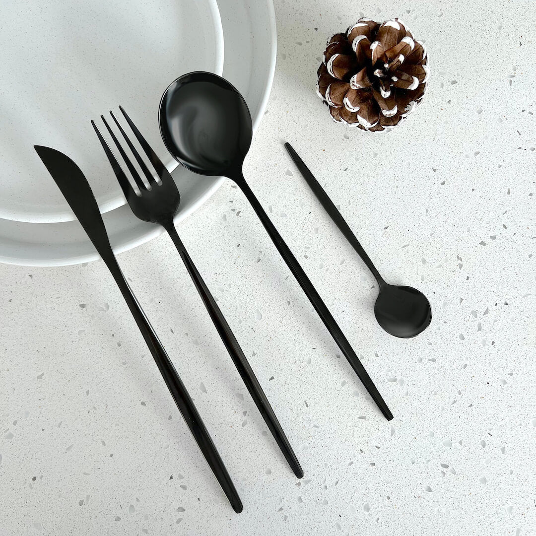 Black Modern Cutlery Set - Bold & Elegant - Unique Dining