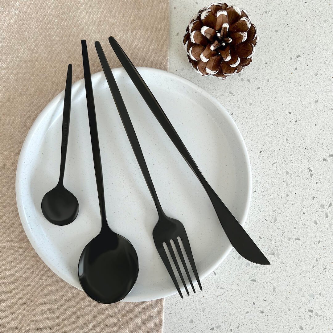 Black Modern Cutlery Set - Bold & Elegant - Unique Dining