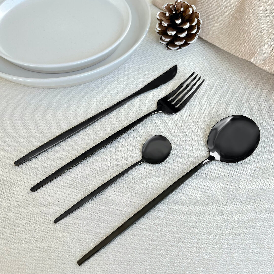 Black Modern Cutlery Set - Bold & Elegant - Unique Dining