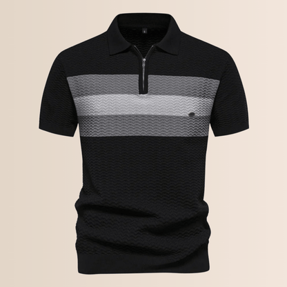 Men's Polo Shirt with Striped Knit