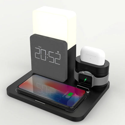 Multi-Functional Wireless Charging Station – Includes Lamp and Alarm Clock