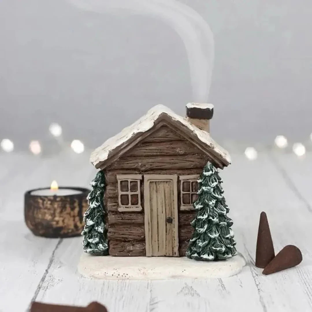 Log Cabin Incense Burner | With Smoke Chimney