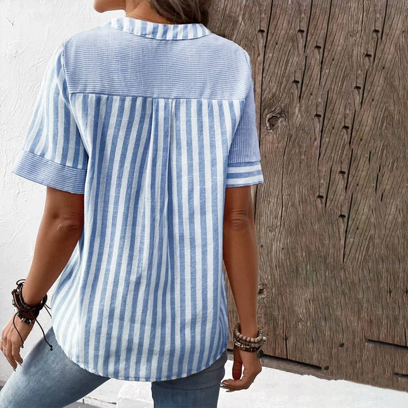 Summer Blouse with a Striped Pattern - Amira