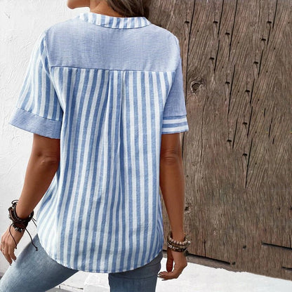 Summer Blouse with a Striped Pattern - Amira