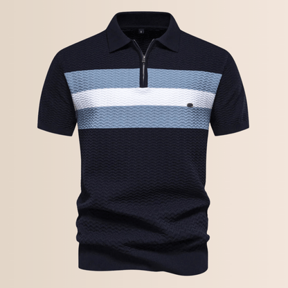 Men's Polo Shirt with Striped Knit