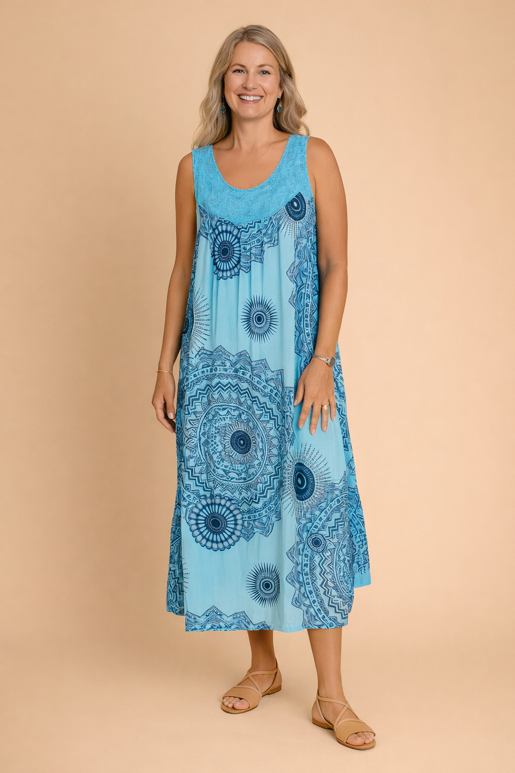 Robe midi légère pour femme à motif bohème, pour un look estival confortable