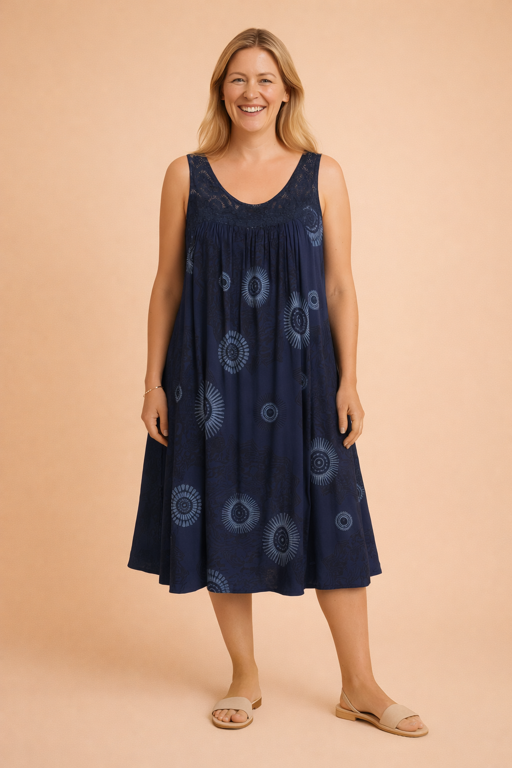 Robe midi légère pour femme à motif bohème, pour un look estival confortable