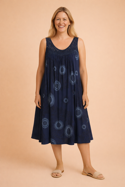 Robe midi légère pour femme à motif bohème, pour un look estival confortable