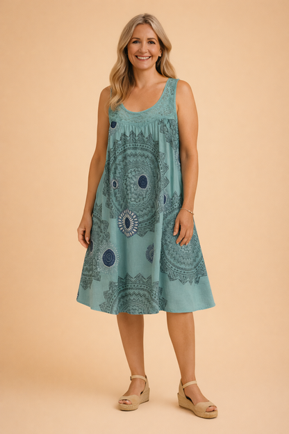 Robe midi légère pour femme à motif bohème, pour un look estival confortable