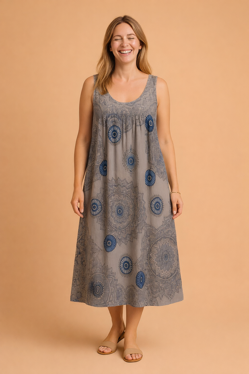 Robe midi légère pour femme à motif bohème, pour un look estival confortable