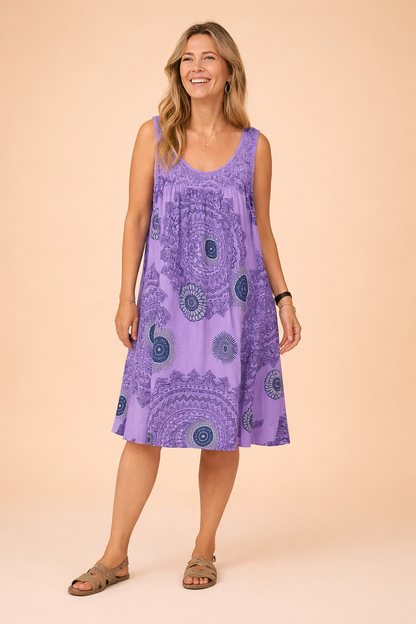 Robe midi légère pour femme à motif bohème, pour un look estival confortable