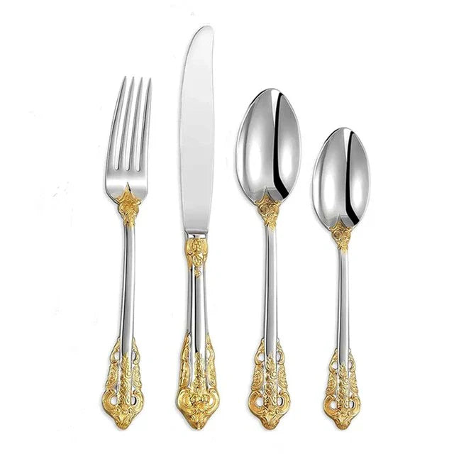 Conjunto de talheres de inspiração britânica - Elegância intemporal - Perfeito para as refeições do dia a dia