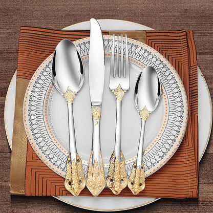 Conjunto de talheres de inspiração britânica - Elegância intemporal - Perfeito para as refeições do dia a dia