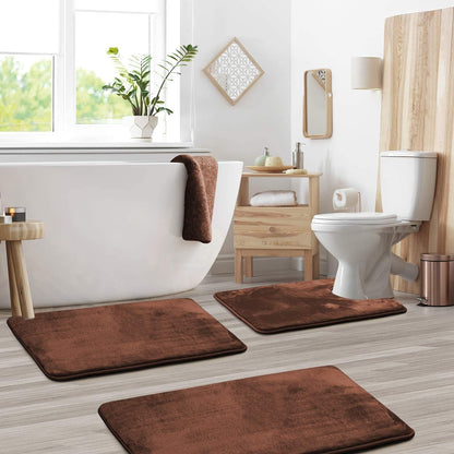 Hello – 3-piece velvet memory foam bath mat set