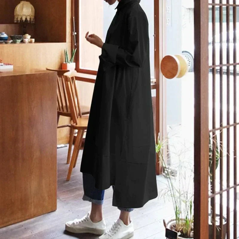 Oversized Shirt Dress for Women with Long Sleeves and Loose Fit