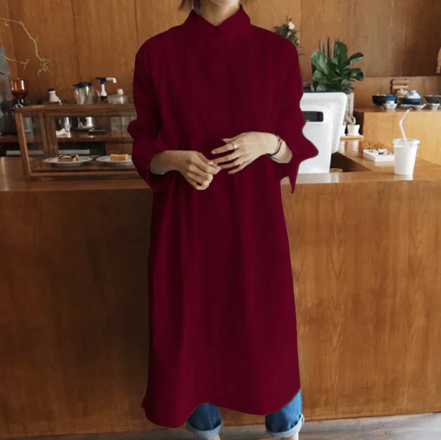 Oversized Shirt Dress for Women with Long Sleeves and Loose Fit