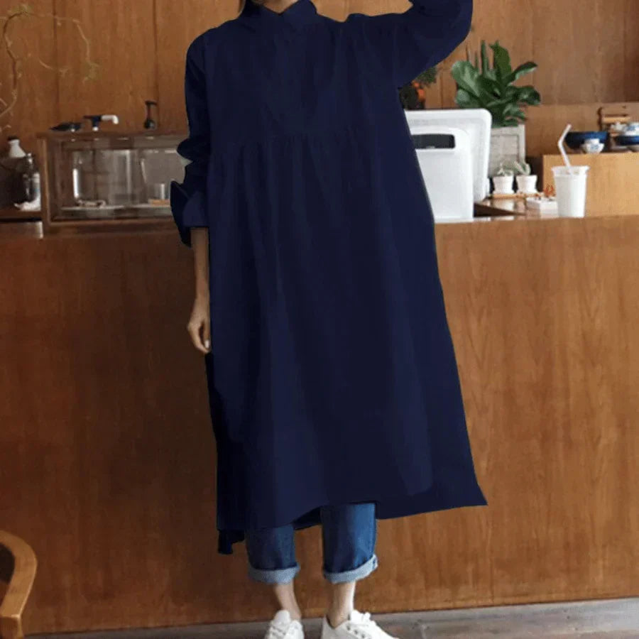 Oversized Shirt Dress for Women with Long Sleeves and Loose Fit