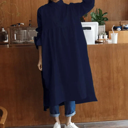 Oversized Shirt Dress for Women with Long Sleeves and Loose Fit