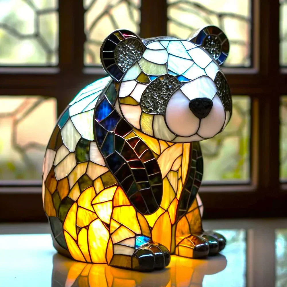 Vibrant Stained Glass Animal Lamps – Artistic Table Decoration