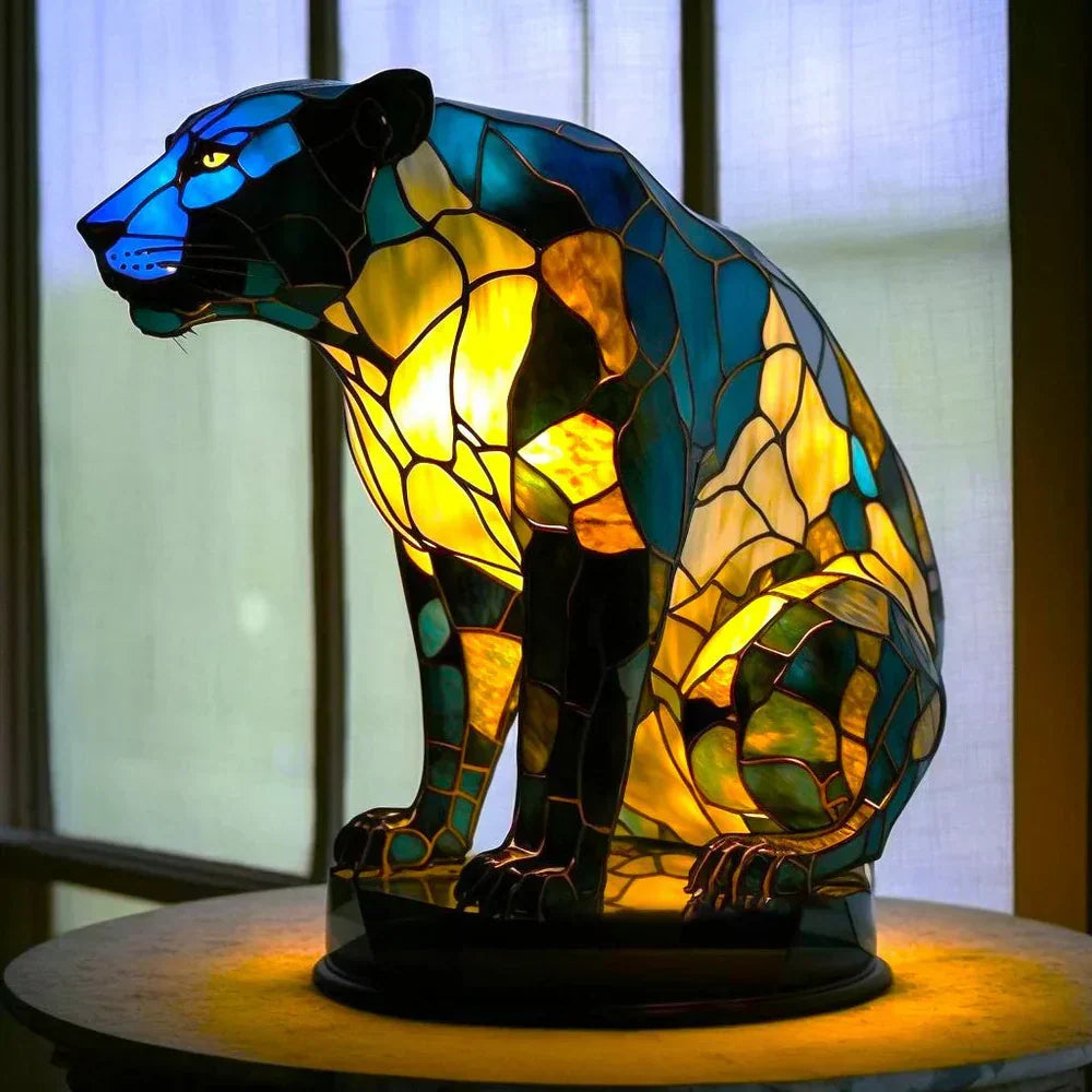 Vibrant Stained Glass Animal Lamps – Artistic Table Decoration