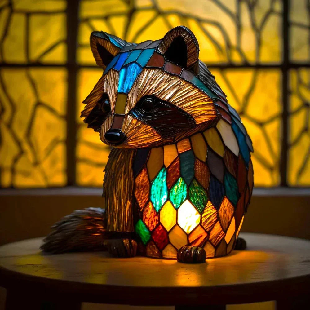 Vibrant Stained Glass Animal Lamps – Artistic Table Decoration