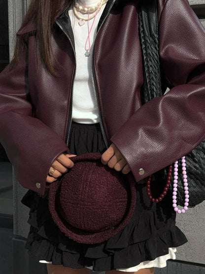 Loose Leather Jacket for Women