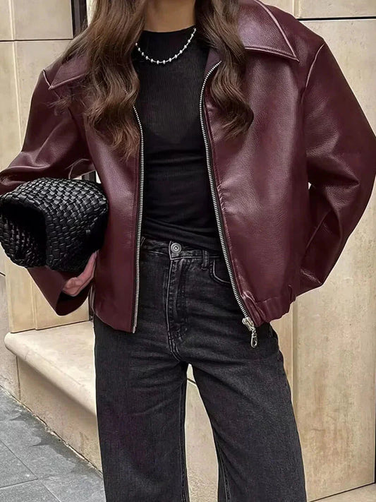 Lockere Lederjacke für Damen