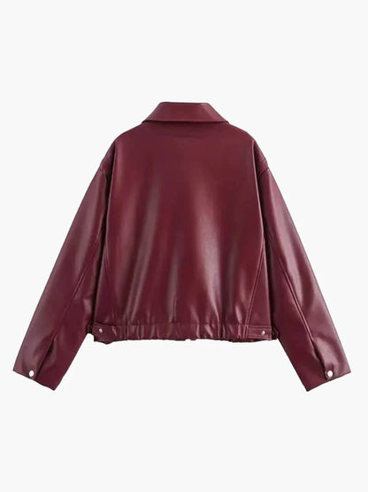 Loose Leather Jacket for Women