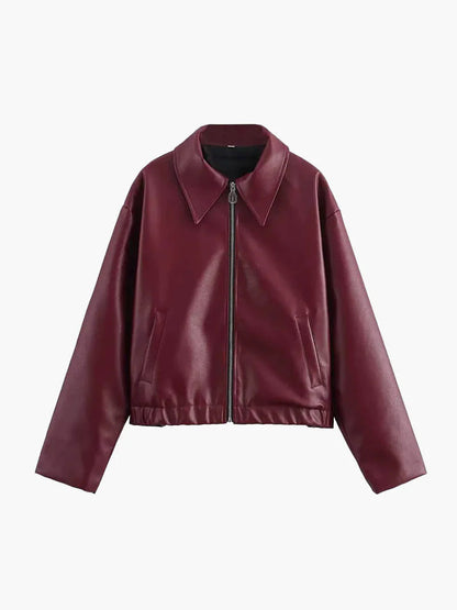 Loose Leather Jacket for Women