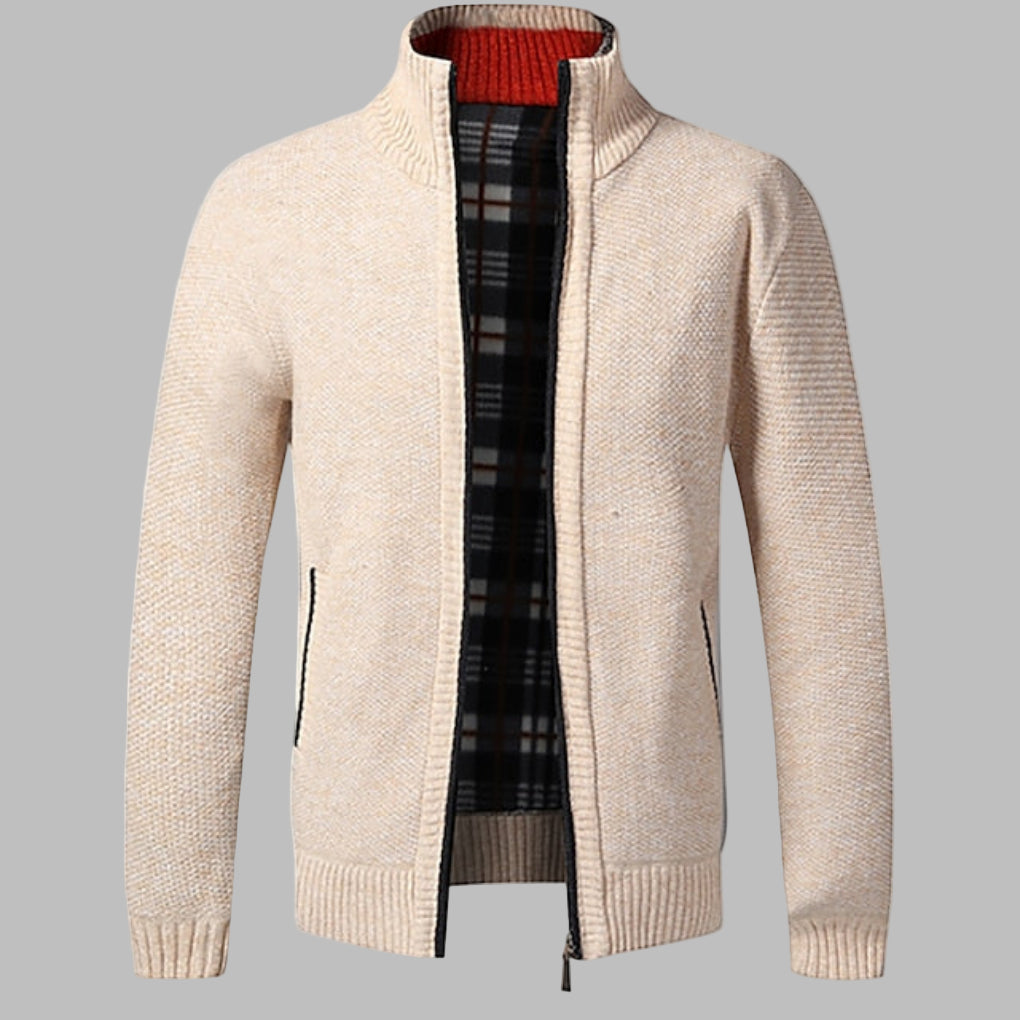 Camisola de malha elegante com fecho para homem