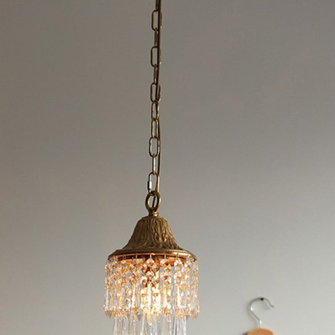 Luxury Gold Pendant Light with Crystal Drop Shape – 1 Light Point