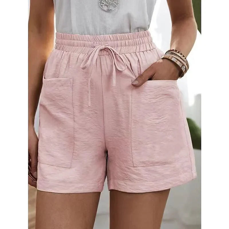 Short Women's Trousers with High Waist and Elastic - Herta