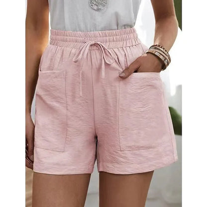 Short Women's Trousers with High Waist and Elastic - Herta
