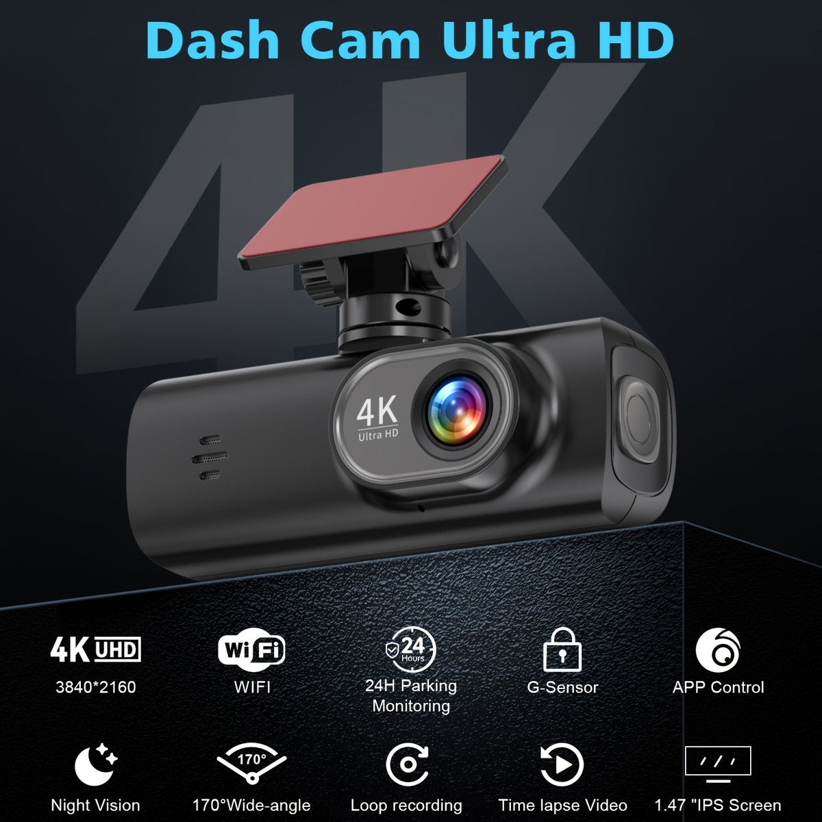 Dashcam 4K Ultra – Seguridad inteligente e imagen nítida en cada viaje