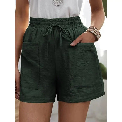 Short Women's Trousers with High Waist and Elastic - Herta