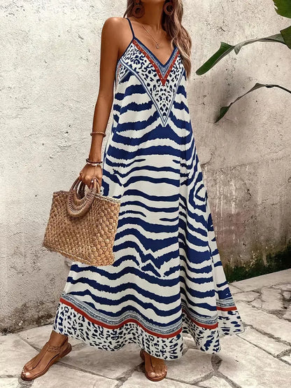 Maxi dress with leopard print