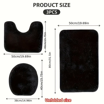 3-piece bathroom mat set with geometric pattern – Soft and non-slip