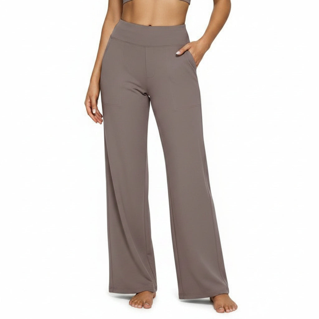 Straight Leg High Waist Trousers with Pockets