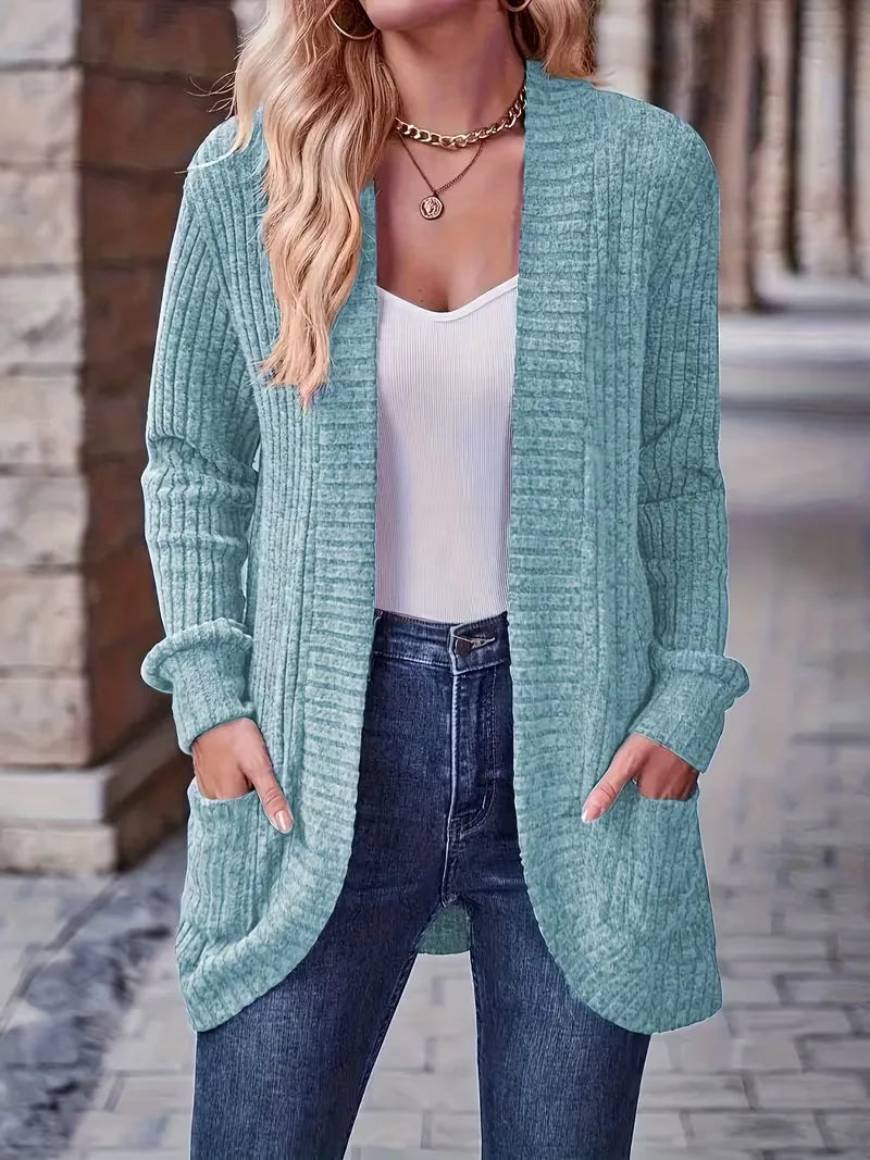 Open vest with ribbed texture