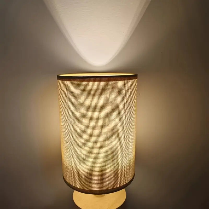 Minimalist Table Lamp with Wooden Base and Fabric Shade for Ambient Light