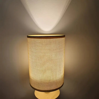Minimalist Table Lamp with Wooden Base and Fabric Shade for Ambient Light