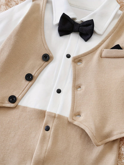 Tutina da gentiluomo Oliver - Elegante completo per neonati con papillon
