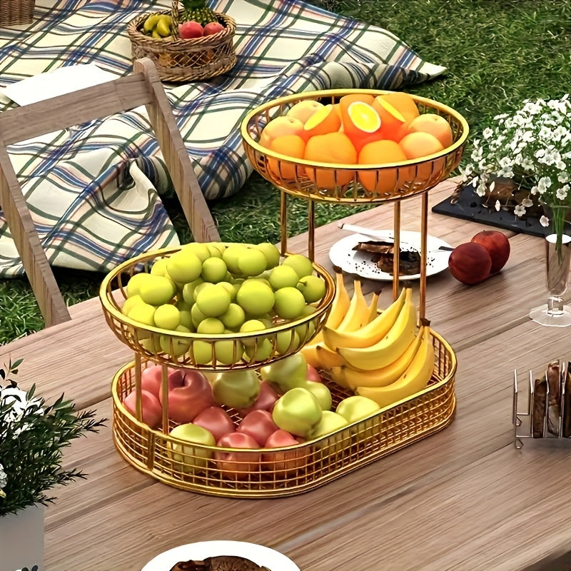 GoldenTier fruitschaal met 3 etages – Elegant en praktisch
