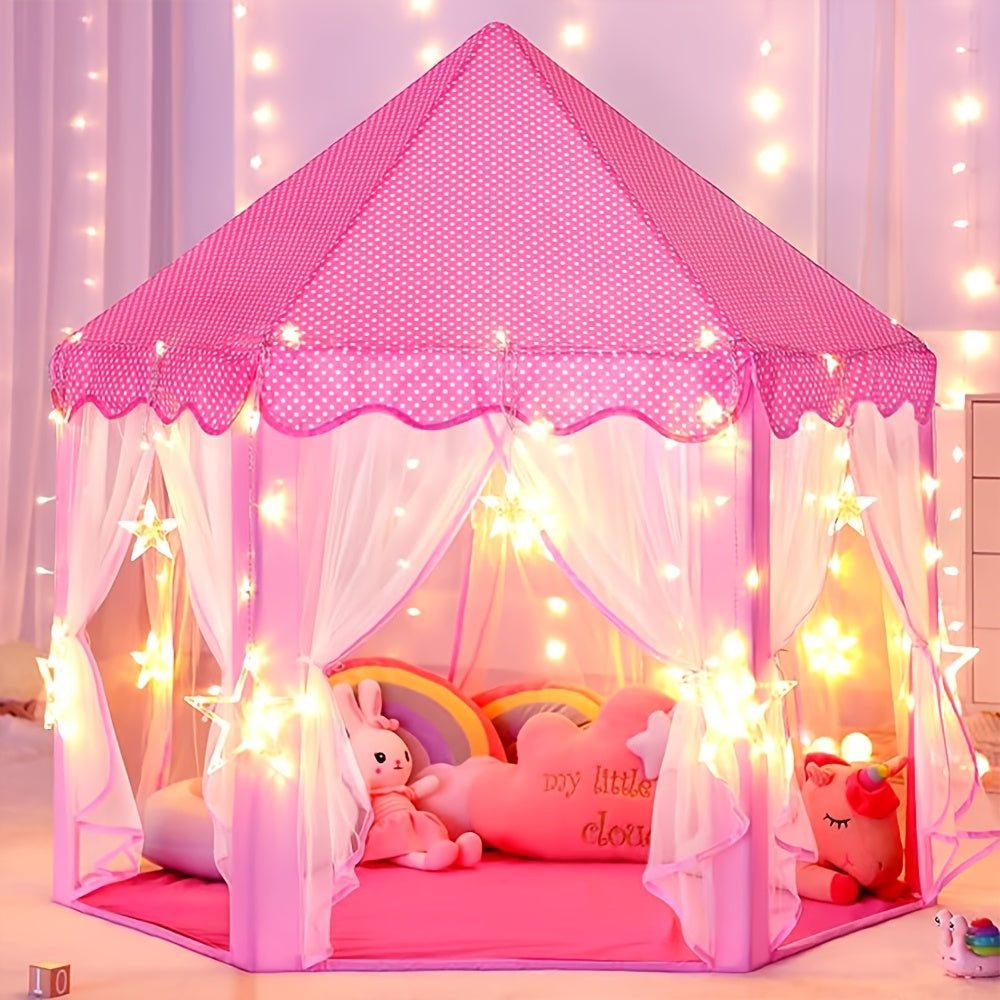 Tenda da gioco da principessa con luci a forma di stella – Perfetta per giocare in casa o all’aperto