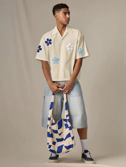 Chemise à manches courtes avec fleurs