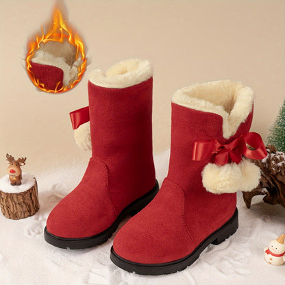 Girls' Trendy Snow Warm Fleece Cozy Non-Slip Ankle Boots - Madela