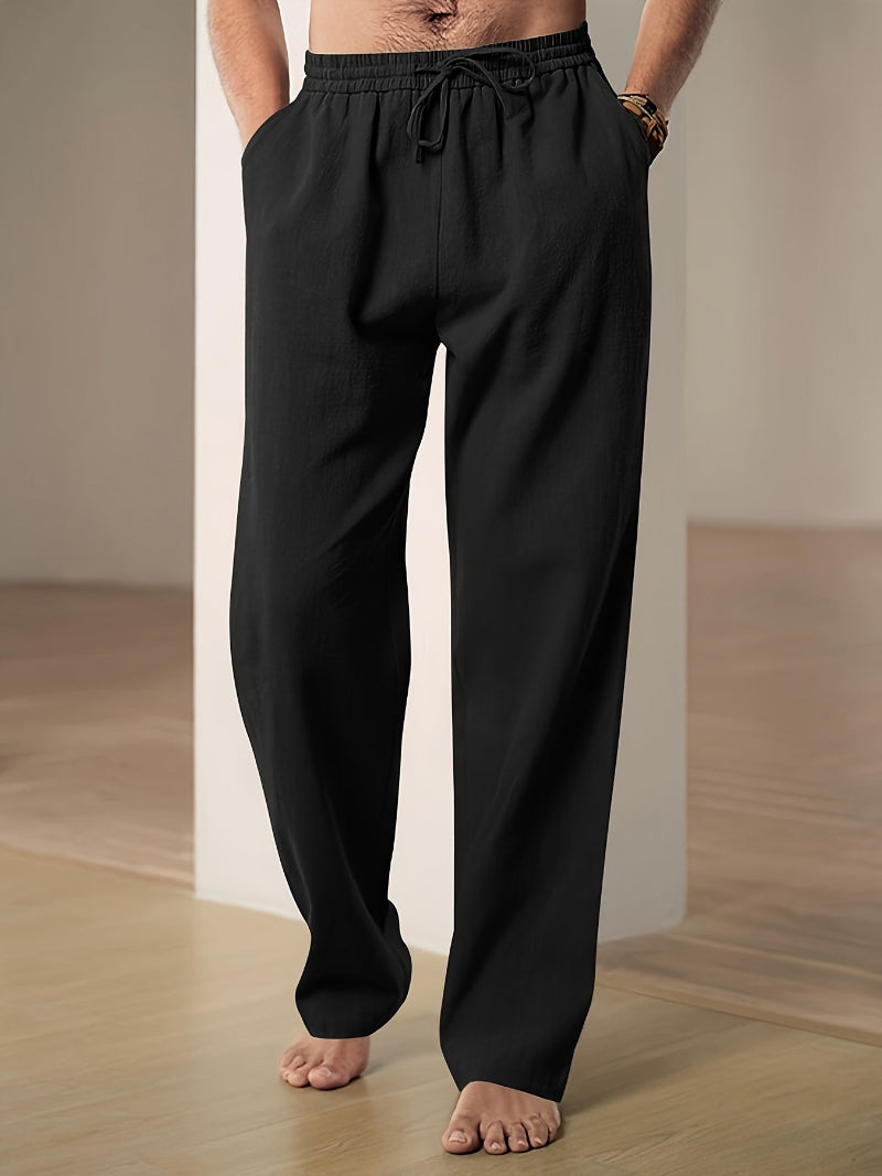 Relaxed Fit Drawstring Trousers for Men